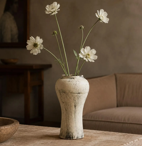 Vase en céramique vintage, poterie rustique, vase à fleurs fait main, style farmhouse bohème, décoration pour fleurs séchées, décoration intérieure - Product Image 1