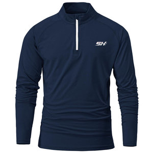 Sudadera Personalizada con Cierre de Cremallera para Hombre, Protección Solar, Color Sólido, Cuello Alto, Secado Rápido, Mezcla de Algodón Básico - Product Image 1