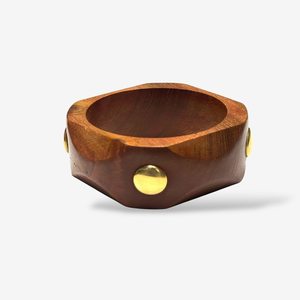 Bracelet manchette et jonc en bois faits à la main, bijoux artisanaux, design floral géométrique fantaisie vintage, cadeau décontracté et tendance pour femme - Product Image 4