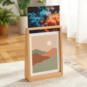 Luxury Walnut Wood <b>Photo</b> <b>Frame</b> <b>Double</b> <b>Sided</b> Clear Acrylic Picture Display Solid Wood Base Portrait Stand <b>Photo</b> <b>Frame</b> wall decor - Product Image 5