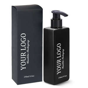 Bouteille plate en plastique PET de 250 ml (8 oz) avec pulvérisateur à pompe pour shampoing, gel douche, lavage corporel - Emballage personnalisé avec logo, flacons à pompe pour lotion - Product Image 1