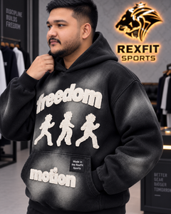 Sweat à capuche personnalisé pour homme, noir délavé, coupe oversize, style streetwear, avec motif chenille, en molleton épais, haut d'hiver, OEM B2B - Product Image 4