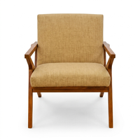 Fauteuil de jardin Mid-Century en teck massif pour extérieur, confortable, rembourré, avec rembourrage en mousse, pour salon, manuel