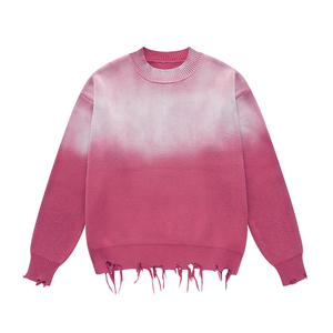 Men's Ripped Knitted <b>Pullover</b> <b>Sweater</b> Solid Color Long Sleeve Crew Neck Winter Wear Polyester/Cotton Slight Stretch - Product Image 6