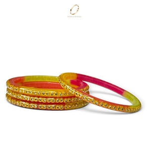 Bracelets en acrylique cachemiri colorés de créateur, élégants motifs pierres dorées, collection de bijoux de mariage pour femmes, vente en gros - Product Image 2