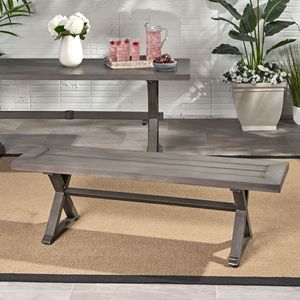Panca da Pranzo Moderna in Alluminio Grigio Scuro per Uso Esterno e Patio - Product Image 1