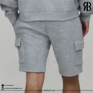 Pantalones Cortos Cargo de Algodón Gris para Hombre Rubabull, Cintura Elástica de Altura Media, Casuales con Bolsillos, Transpirables, Unisex - Product Image 5
