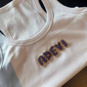 Expédition rapide - En stock - Hauts décontractés d'été - Coupe ajustée - Taille élastique - Broderie en maille - Perles - Coton non tissé - Respirant - Product Image 1