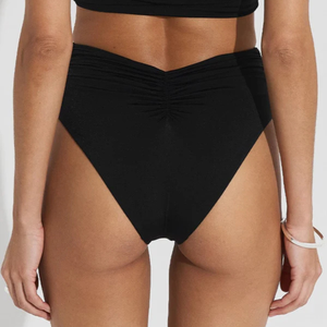 Braguita de Bikini Negra de Cintura Alta para Mujer, Sexy, Elástica, de Color Sólido, Tejida en Spandex y Nailon - Product Image 6