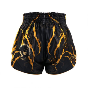 กางเกงมวยไทยขายดีรุ่นใหม่ สั่งทำได้ สีดำทอง พิมพ์ลายแบบ Sublimation พร้อมปักโลโก้ Twins กางเกงมวยไทย - Product Image 3