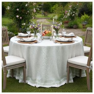 Nappe ronde 8 places imprimée florale 220 cm en coton, design français, lavable, style pastoral extérieur à prix réduit - Product Image 1