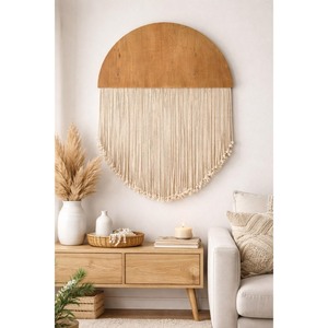Décoration murale en macramé circulaire, style bohème, en fibres naturelles, pièce unique, emballage individuel - Product Image 2