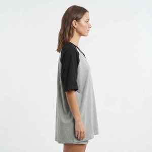 Camiseta de Manga Raglán con Cuello en V para Mujer, Color Gris Negro, Corte Holgado, Algodón Jersey, Estilo Casual, Primavera Verano, Marca Hawk Eye - Product Image 5