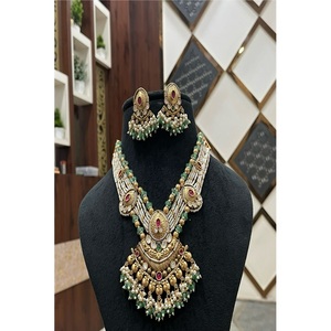 ชุดต่างหูสร้อยคอเพชรโมอิสชุบทองสำหรับสตรีสาวๆงานหมั้นงานแต่งแบบดั้งเดิม - Product Image 2