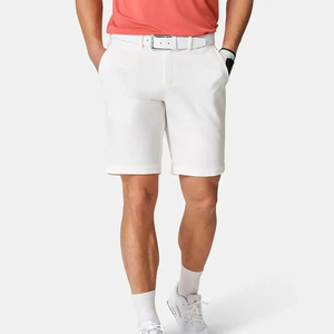Shorts Bermuda Blancs pour Hommes, Taille Moyenne, Fermeture à Boutons, Coton Oxford, Style Casual avec Poches - Product Image 1