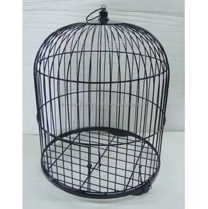 Precio de fábrica barato forma redonda jaula de pájaros de metal amarillo para el hogar balcón jaula de pájaros colgante - Product Image 2