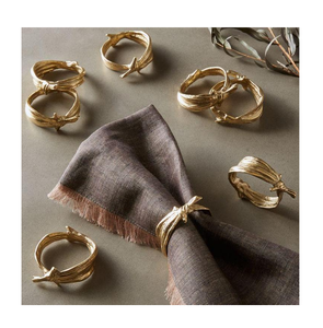 Anillos de Servilleta de Latón para el Hogar y Fiestas, Diseño Decorativo para Mesa, Diseño de Hoja, Porta Servilletas de Latón - Product Image 3