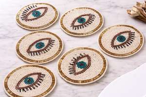 Handmade Glass <b>Beads</b> Square <b>Coasters</b>-Classic Design Polyester Backing (4x4 Inch) Customized for Church Religious Gifts MS - Product Image 2