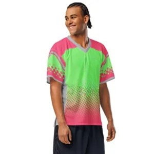 Maillot de football américain personnalisé noir et rouge, numéro 01, col rond, manches courtes, vêtements d'équipe pour hommes, polyester à séchage rapide - Product Image 1
