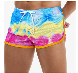 Shorts en maille tie-dye pour hommes, taille mi-haute, élastiques, respirants, style décontracté - Product Image 5
