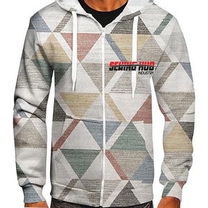 Sweat à capuche personnalisé de haute qualité, logo imprimé bouffant, sweat surdimensionné, bases en coton à double fermeture éclair, sweat à capuche zippé lourd pour hommes - Product Image 5