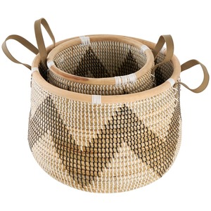 Set of 2 Seagrass <b>Baskets</b> with Wicker Rims Handmade <b>Storage</b> <b>Basket</b> Wholesale eco-friendly Made in Vietnam - Product Image 4