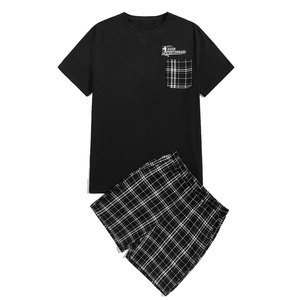 Ensemble T-shirt et short décontracté pour homme, style simple et unique, en coton, avec taille élastique, haute qualité, personnalisable - Product Image 1