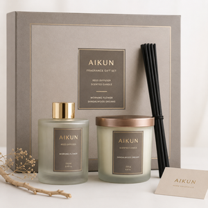 ชุดของขวัญน้ำหอมปรับอากาศ AIKUN แก้วฝ้าหรูหรา พร้อมฝาสีทอง สำหรับโรงแรม ขายส่ง - Product Image 1