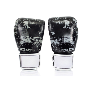Black PU Boxing Gloves Velcro Wrist Closure <b>Adjustable</b> <b>Strap</b> For Adults 14 Years & Up Unisex Training Use - Product Image 3