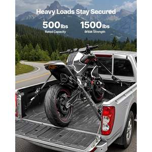 Lot de 4 sangles à cliquet rétractables 1 x 6 pieds Crochets en S pour remorques, motos, kayaks, toit de voiture 1200 lb de résistance à la rupture 4 boucles souples - Product Image 2