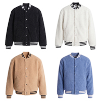 Veste universitaire Sherpa personnalisée en gros, veste bomber en polaire douce pour hommes et femmes, veste Teddy chaude d'hiver, fabricant OEM ODM