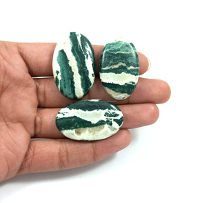 Wholesale Radha Arts Natural Green White River Jasper Cabochon Loose Oval Cut Gemstone Rajasthan for Jewelry Making Bulk Product - Product Image 4