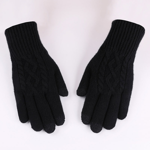 Women’s Thermal Winter Warm <b>Gloves</b> <b>Wool</b> Acrylic Cable Knit Touchscreen Elastic Wrist-Length - Product Image 2
