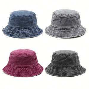 Sombrero de Pescador Estilo Vaquero para Mujer, de Invierno, a Rayas, Transpirable, de Algodón, Estilo Europeo Americano, para Exteriores, con Efecto Desgastado, para Montañismo y Protección Solar - Product Image 1