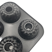 Moule à muffins en acier au carbone antiadhésif en forme de fleur 6 tasses, certifié FDA LFGB, compatible four, écologique, passe au lave-vaisselle, facile à utiliser