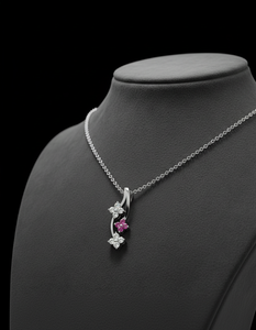 Beautiful 925 <b>Sterling</b> <b>Silver</b> Rose Gold Plated Luxury Floral <b>Pendant</b> <b>Necklace</b> with Sparkling Diamond Shiny Elegant Style - Product Image 3