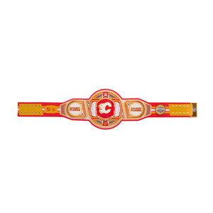Ceinture de championnat de lutte professionnelle personnalisée en cuir, inspirée des Calgary Flames, à taille haute, avec plaques métalliques premium pour les fans - Product Image 4
