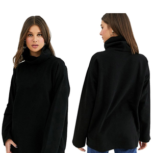 Pull à col roulé noir pour femme, manches longues, tricoté en coton, décontracté, pour l'automne - Product Image 5