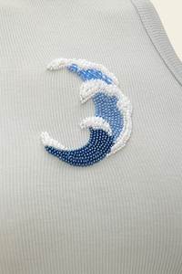 Top Corto de Cristal Blanco Hecho a Mano con Cuentas y Bordado de Estrellas de Mar, Estilo Casual para Mujer, Verano, Aniversario - Product Image 6