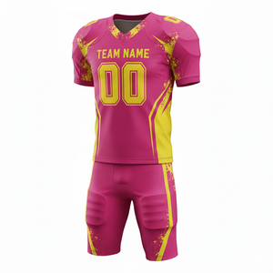 Custom Quick Dry Anti-UV American Football Uniform Jersey Shorts Set Front Logo Position 100% Polyester - Product Image 2