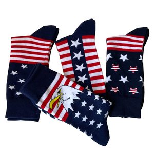 Patriotic American Flag Crew <b>Socks</b> Men's Breathable Knitted <b>Socks</b> with Eagle and Stars Design for Daily Wear Summer Style - Product Image 1