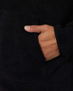 Veste d'hiver pour homme, noire, à capuche, coupe-vent, rembourrée, en polaire thermique, coupe régulière, décontractée, respirante, en polyester tricoté, couleur unie - Product Image 4