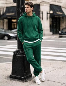 Ensemble deux pièces gaufré pour homme, sweat-shirt à manches longues et pantalon décontracté coupe ample, nouvelle collection automne, vêtements de sport, vente chaude - Product Image 1