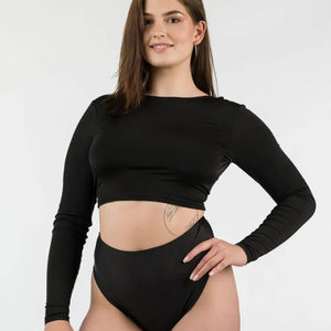 Haut de danse élégant pour femme, col montant, taille haute, léger, tenue de danse d'été, hauts de pole dance pour femme - Product Image 1