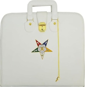 Étui de transport pour tablier maçonnique OES brodé à la main avec poignée [ BLANC ] Type de tissu : Similicuir - Product Image 4