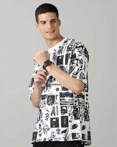 Camiseta de Hombre con Estampado Gráfico en Blanco y Negro, Mezcla de Algodón, Estilo Casual Urbano, Manga Corta, Logotipo Personalizado, Marca Privada - Product Image 2