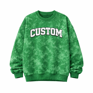 Custom Design Green Crewneck <b>Sweatshirt</b> Acid Wash Oversized Pullover High Quality Cotton Comfortable Casual Streetwear Clothing - Product Image 2