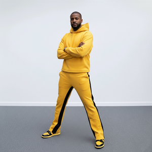 Survêtement homme à capuche en molleton 100% coton, imprimé uni, hiver, 2 tons, streetwear, personnalisable OEM ou ODM. - Product Image 2