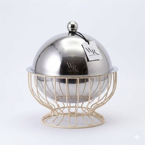 Luxury Stainless Steel Spherical Chafing Dish with Modern Wire Stand Premium <b>Buffet</b> Set Food <b>Warmer</b> for Gulf Catering & Hotels - Product Image 1