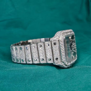 High Quality Moissanite <b>Watch</b> D VVS Certified Stainless Steel Band 20mm Wide Water Resistant Sapphire Skeleton <b>Watch</b> UK USA - Product Image 1